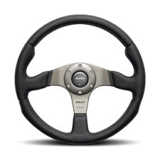 MOMO RCE35BK1B Race Street Steering Wheel 350mm Black Leather Brushed Anthracite picture
