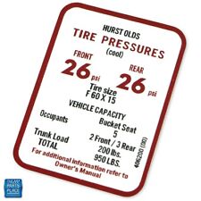 1969 Cutlass 442 A Body Hurst Olds Tire Pressure Decal DO0135 EA picture