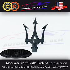 Maserati Front Grille Emblem Glossy Black Trident Logo Badge Symbol 670005377 picture
