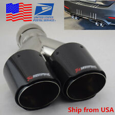 DIY 63mm Inlet Carbon Fiber Car Dual Exhaust Pipe Muffler Tip Cover Tail Throat picture