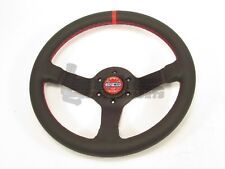 Sparco Champion Steering Wheel 330mm Black Leather Round Red Stitching & Stripe picture