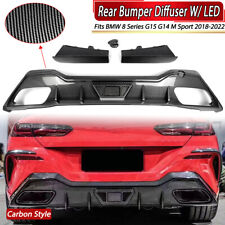 Carbon Look Rear Diffuser W/ LED For BMW M850i 840i G15 G14 Cabrio M Sport 2018+ picture