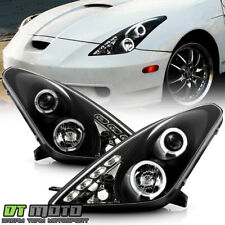 For Black 2000-2005 Toyota Celica LED Halo Projector Headlights Lamps Left+Right picture