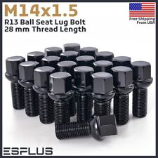 [20] Black Audi 14X1.5 Ball Seat Wheel Lug Bolts 28mm Shank For Stock Wheels picture