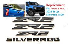4PCS Kit Gloss Black Fender Rear ZR2 Silverado Emblems Badge 2022+Silverado 1500 picture
