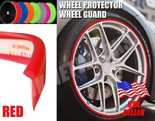 Wheel Rim Edge Guard Protector Universal Fit Silicone 2 Edge Type 4 Pcs (Red) picture