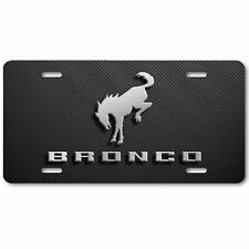 Ford Bronco Logo Inspired Art on Carbon Flat Aluminum Novelty License Tag Plate picture