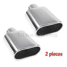 2 Pieces Stainless Steel Exhaust Tip Rolled Oval Slant 2.5