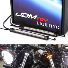 Motorcycle Bike Fork Mount White/Amber LED Driving/Sequential Signal Light Strip picture