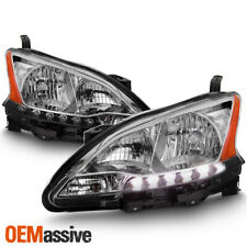 Fits 2013-2015 Sentra Chrome LED DRL Headlights Complete Replacement Set picture