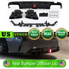 B STYLE LED BUMPER DIFFUSER +BLK EXHAUST TIPS Fits BENZ W205 C63 C43 SEDAN 15~21 picture