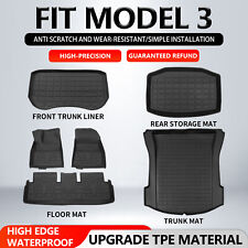 For 2021-2023 Tesla Model 3 Floor Mats Cargo Liners Trunk Liners TPE ALL Weather picture