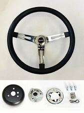 61-64 Barracuda Cuda Fury Belvedere Black Grip Chrome Steering Wheel 13 1/2