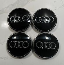 Wheel Center Caps Gloss Black/Chrome Audi Chrome Logo 61MM Set of 4 8W0601170JG3 picture