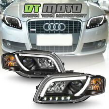 Black 2006-2008 Audi A4 [R8 LED Strip] DRL Lights Projector Headlights Headlamps picture