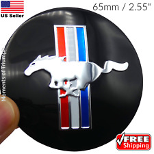 (4 PACK) FORD MUSTANG Wheel Center Hub Cap Sticker Decal DOME SHAPE 65mm / 2.55
