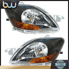 For 2007-2012 Toyota Yaris Headlight Left Right Pair Set Headlamp Black Housing picture