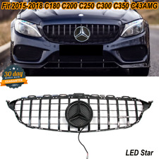 Black GTR Grill Grille LED For Mercedes W205 C180 C450 C400 C250 C300 2015-2018 picture