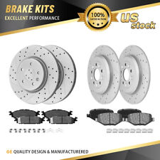Front and Rear Drilled Rotors + Brake Pads for Ford Explorer Taurus Flex MKS MKT picture