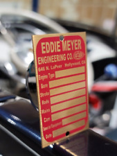 EDDIE MEYER Brass ENGINE TAG Hot Rod AUTO Racing Flathead INDY car MIDGET Sprint picture