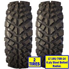 2) LT 195/75R-14 TIRE 6ply Steel Belted Radial Mini-Truck Mud Grip old pickup picture