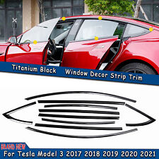 1 Set Window Strip Trim For 2017-2022 2018 Tesla Model 3 Titanium Black picture