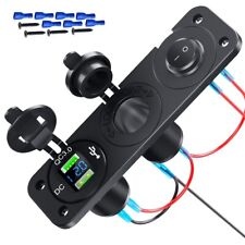 USB Car Charger Power Outlet Socket Panel Cig Lighter Adapter Blue LED Voltmeter picture
