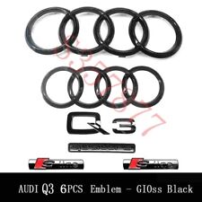 For Audi Q3 Emblem Gloss  Rings Front Rear Quattro Sline Combo Set OE 6PC 13-21 picture