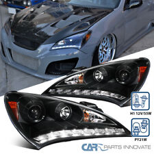 Black Fits 2010-2012 Hyundai Genesis 2Dr Coupe LED Strip Projector Headlights picture