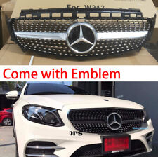 Diamond Grille w/Emblem For Mercedes Benz W213 E300 E400 Hood Grill 2016-2020 picture