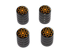 Atomic Symbol Orange - Tire Rim Wheel Valve Stem Caps - Black picture