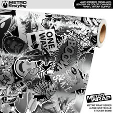 Metro Wrap Large Sticker Bomb Grayscale Camouflage Premium Vinyl Film picture