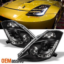 Fits 03-05 350Z Fairlady Z33 Black DRL LED Strip Projector Headlights Lamps Pair picture