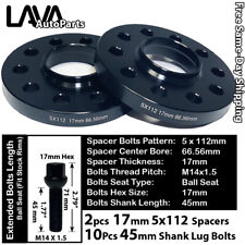 2PC 17MM THICK 5X112 66.5MM C.B WHEEL SPACER+10 BOLTS FIT AUDI/MACAN STOCK WHEEL picture