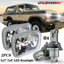 For 1984-1998 Ford Bronco II Pair 5x7'' 7x6'' LED Headlights Hi/Lo with H4 Bulb picture