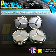 75mm Silver Chrome Wheel Center Hub Caps Emblem 4PC Set Mercedes Benz AMG Wreath picture