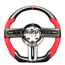 REAL CARBON FIBER OEM Steering Wheel FOR FORD MUSTANG Shelby GT 500 RED SUEDE picture
