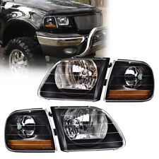 LIGHTNING STYLE HEADLIGHTS & CORNER PARKING LIGHTS BLACK FIT FOR F150 EXPEDITION picture