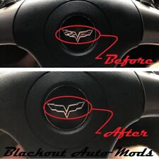 C6 Corvette Steering Wheel Flag Emblem Decal Blackout Carbon Fiber 2006-2013 picture