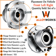 2pc ABS 5 Lug Front Wheel Hub & Bearing for 2005 2006-2011 Chevy Cobalt HHR G5 picture