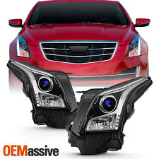 For 2013-2018 Cadillac ATS Sedan Halogen Projector Chrome Headlights Left+Right picture