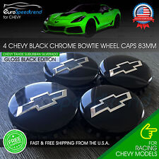 Chevy 83mm Black Wheel Center Hub Caps Bowtie Silverado Tahoe Suburban 2014-2021 picture