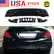 For 2014-2022 Benz W205 C250 C43 C63 AMG Sport Bumper Rear Diffuser W/Tailpipes picture