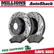 Front Drilled Brake Rotors Black & Pads for Cadillac DeVille Buick Park Avenue picture