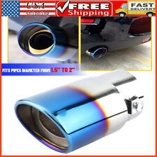 Blue Car Stainless Steel Rear Exhaust Pipe Tail Muffler Tip Round Accessories US picture