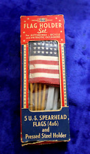 Vintage NOS E&L Flag Holder Set License Plate Topper Accessory 5 US Flags picture
