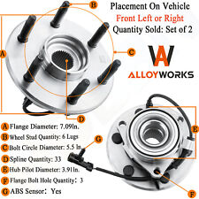 Pair Front Wheel Hub Bearing for Chevy Silverado Suburban 1500 GMC Sierra 4WD picture