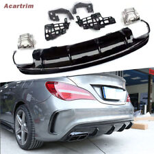 Gloss Rear Bumper Diffuser Lip Exhaust Tailpipes For Benz W117 CLA45 AMG 2013-19 picture