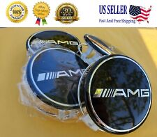AMG Set of 4 Mercedes Benz BLACK AMG Center Caps 3 Inch/75mm Fits Most Models  picture