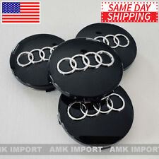4x Black Wheel Hub Center Caps with Chrome logo for Audi 60MM 4B0-601-170-7ZJ picture